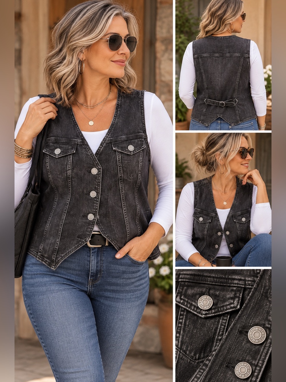 Torrid Black Washed Denim Vest | Size 0 / 12 | Western Utility Style
